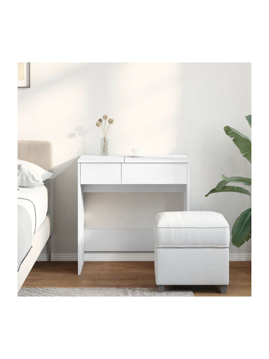 Wooden Makeup Dressing Table White with Mirror 73x46.5x120cm