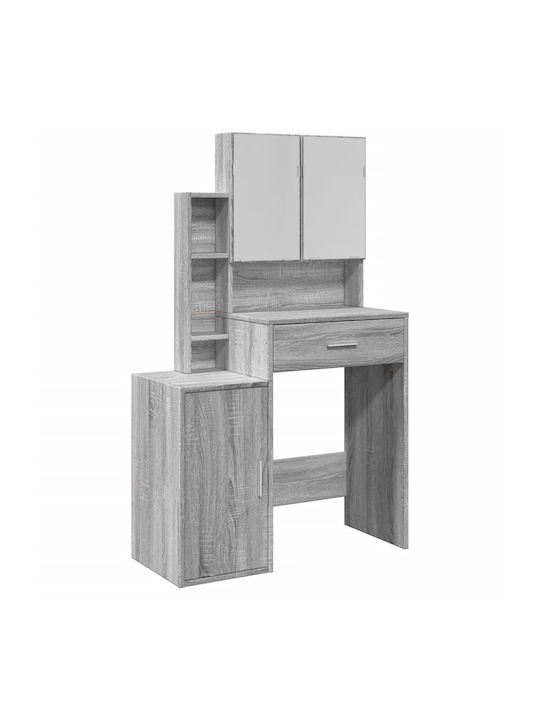 Wooden Makeup Dressing Table Grey with Mirror 80x35x132cm