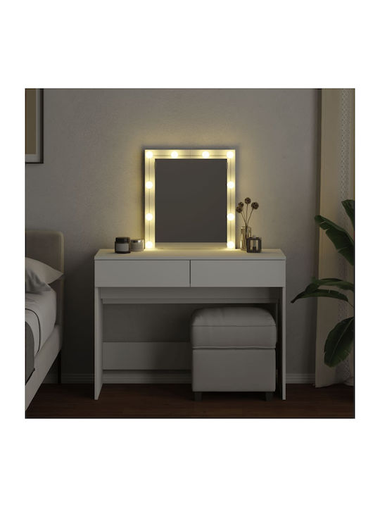 Wooden Makeup Dressing Table White with Mirror 100x40x130cm