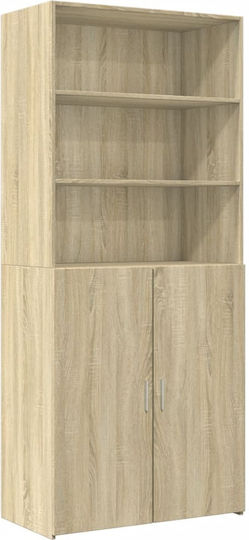 Freestanding Living Room Cabinet Made of Particle Board Oak 80x42.5x249 cm