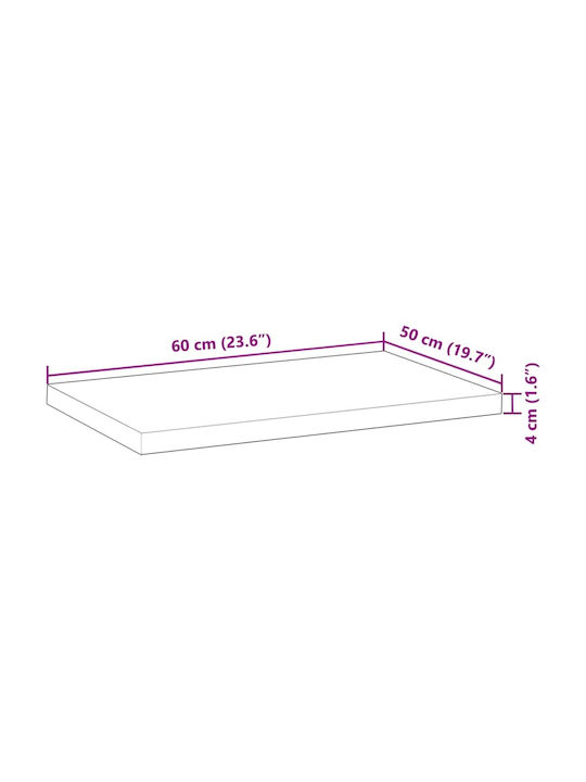 vidaXL Rectangular Table Surface made of Solid Wood Acacia 60x50x4cm 3279733 1pcs