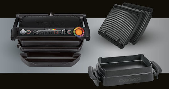 Tefal GC 7148 Tabletop Electric Grill Ribbed Plate 2000W Inox with Lid and Adjustable Thermostat 30cmx20cmcm