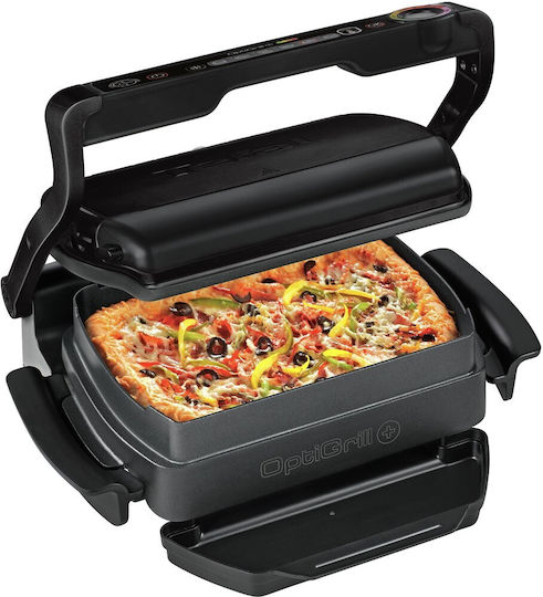 Tefal GC 7148 Tabletop Electric Grill Ribbed Plate 2000W Inox with Lid and Adjustable Thermostat 30cmx20cmcm