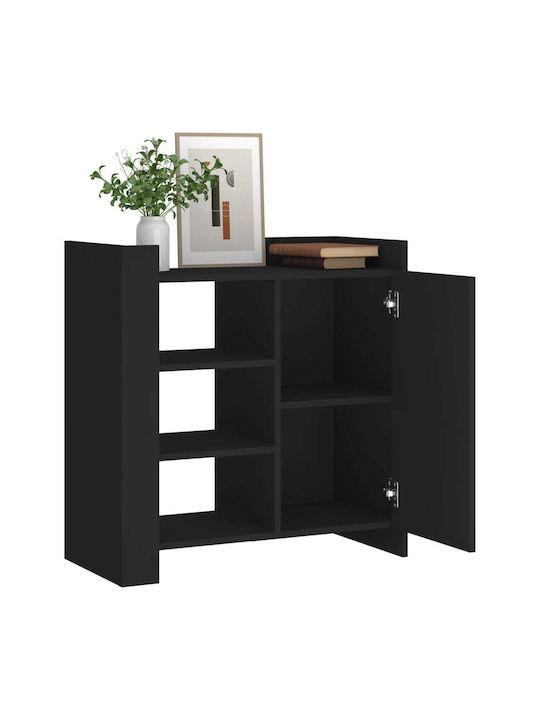 Sideboard Wooden Black Velvet-Black Metal 73.5x35x75cm