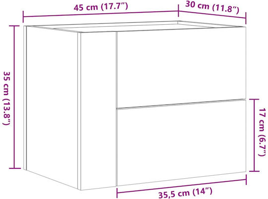 Комоди Дървени Дъб Сонома 2бр 45x30x35см