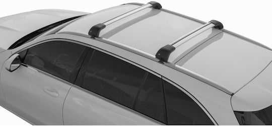 Nordrive Μπάρα Οροφής Αλουμινίου 64εκ. για Citroen CX για Αυτοκίνητα με Εργοστασιακές Μπάρες (Σετ με πόδια) Ασημί