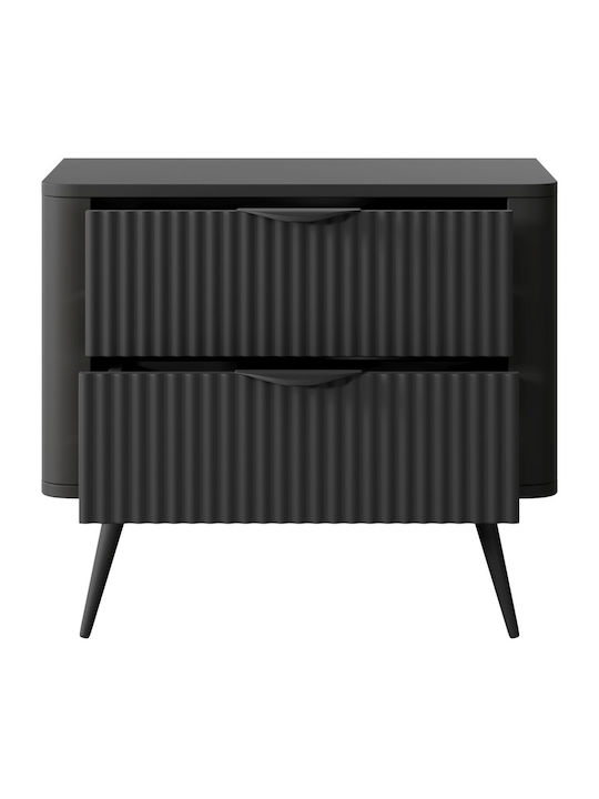 Κομοδίνο Lante Ξύλινο Ανθρακί 63x38x55cm