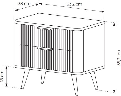 Комод Lante Дървен Въглени 63x38x55см