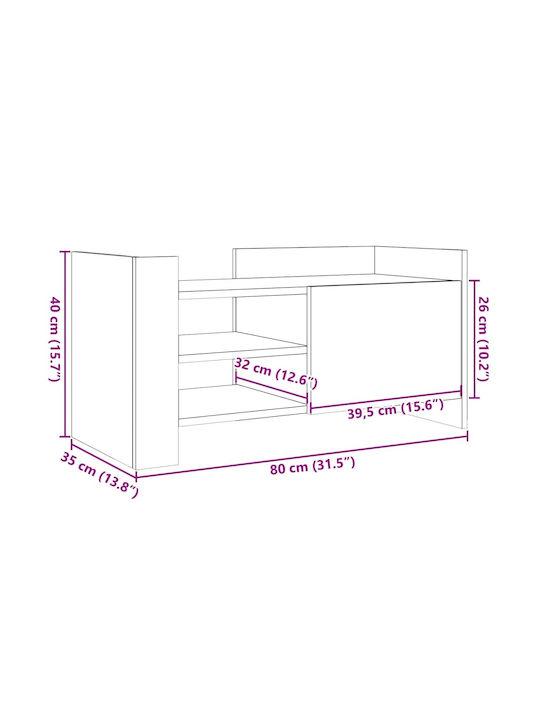 TV Stand Oak M80xD35xH40cm