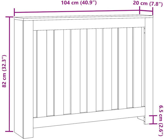 vidaXL Калориферно Капаче От ПДЧ Черно 104x20x82см