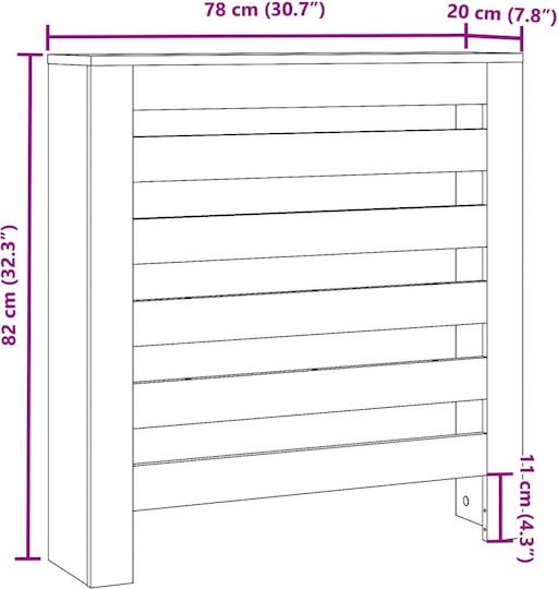 vidaXL Калориферен Капак От ПДЧ Черен 78x20x82см