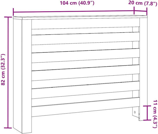 vidaXL Калориферен Капак от ПДЧ Кафяв 104x20x82см