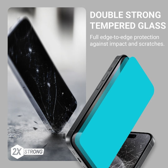Crong Tempered Glass 2τμχ Μαύρο (iPhone 15)