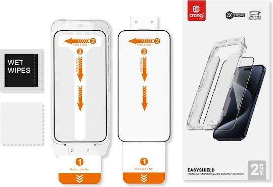 Crong Tempered Glass 2pcs Black (iPhone 15 Pro Max)