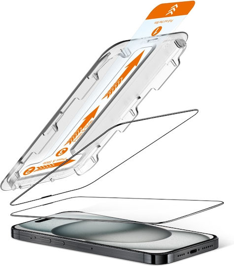 Crong Tempered Glass 2τμχ Μαύρο (iPhone 15)