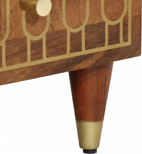 Floor-standing Living Room Display Cabinet made of Wood with Glass Solid Mango Wood 60x33x100cm