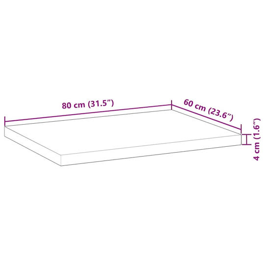 vidaXL Countertop without Sink L80xW60xH4cm Coffee