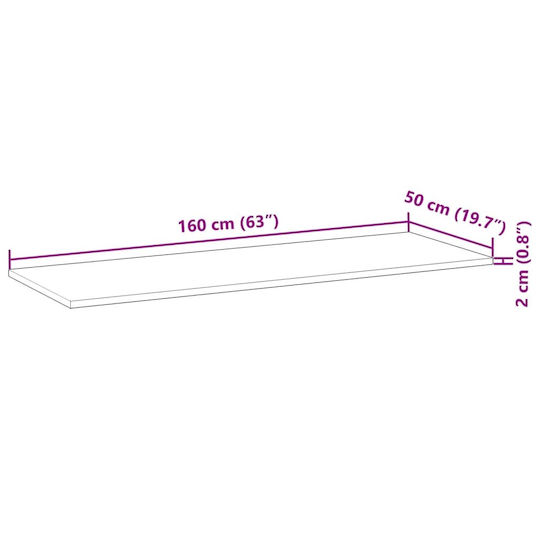 vidaXL Πάγκος χωρίς Νιπτήρα Μ160xΒ50xΥ2cm Καφέ
