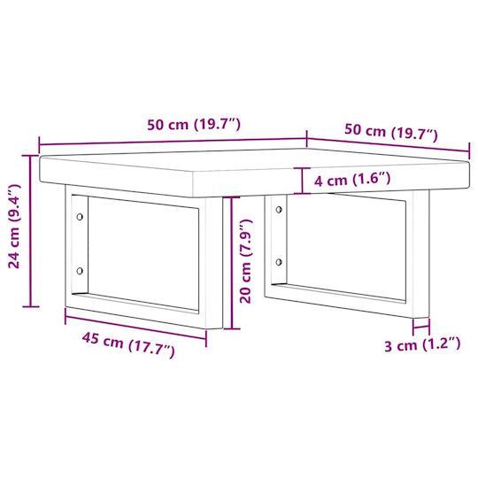 vidaXL Blat fără Lavoar L50xW50xH4cm Maro