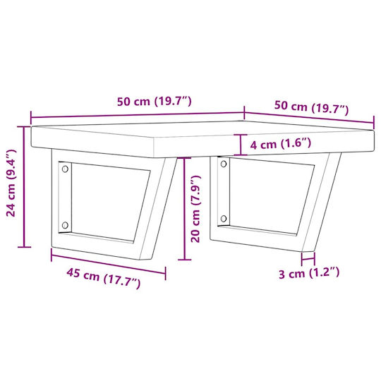 vidaXL Πάγκος χωρίς Νιπτήρα Μ50xΒ50xΥ4cm Καφέ