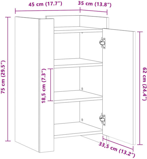 Hängeschrank fürs Wohnzimmer aus Spanplatte Grau 45x35x75 cm
