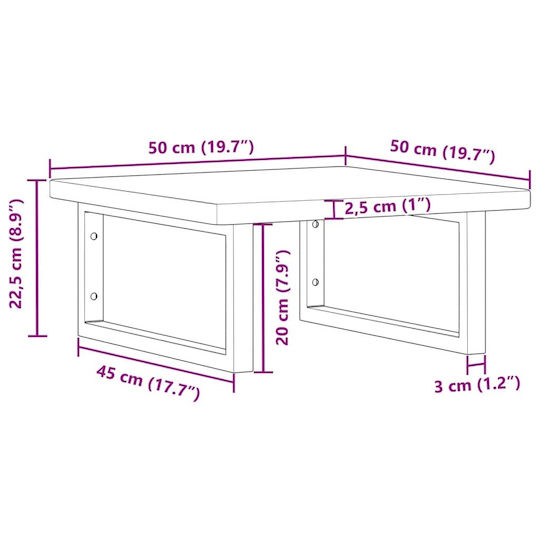 vidaXL Waschtisch ohne Waschbecken L50xB50xH2.5cm Coffee