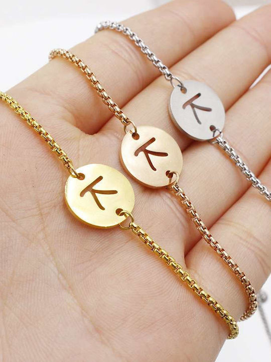 Goldsmith Stainless Steel Βραχιόλι Δίσκος Μονόγραμμα Χρυσό