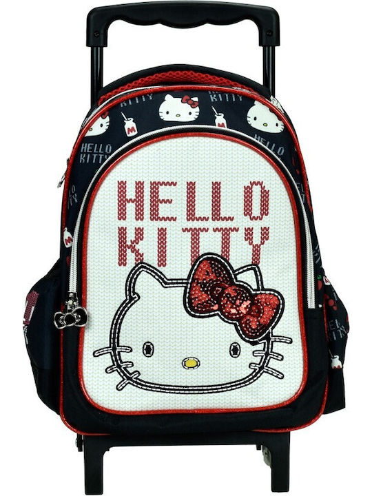 Gim Hello Kitty Croche School Bag Trolley Elementary, Elementary Multicolour with Water Bottle Holder 27Liters