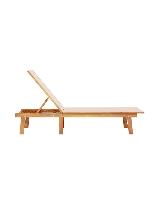 Deckchair Wooden with Cushion Beige 170x66x33.5cm.