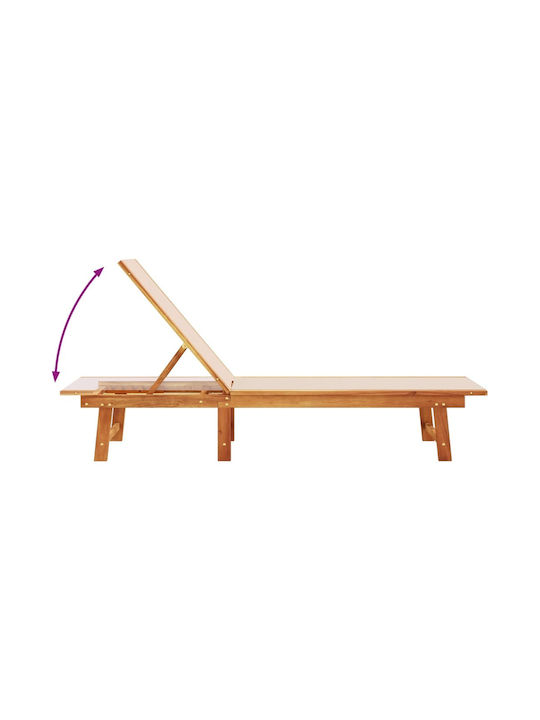 Deckchair Wooden with Cushion Beige 170x66x33.5cm.