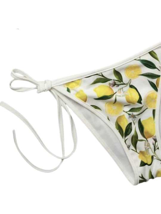 Bikini Set Triangle With Light Padding Yellow White One Size 2407017762 60151