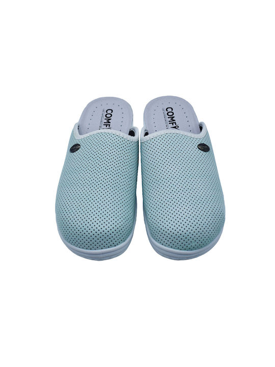 Comfy Anatomic Leather Anatomic Clogs Turquoise