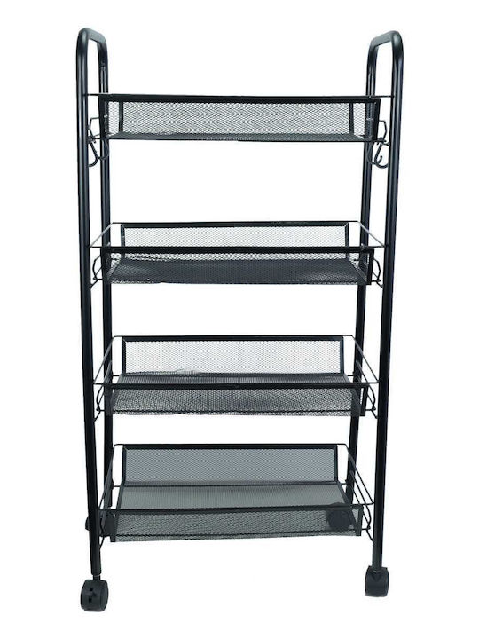 Uncle George Kitchen Trolley Metallic 4 Tiers Black 44x25x85cm