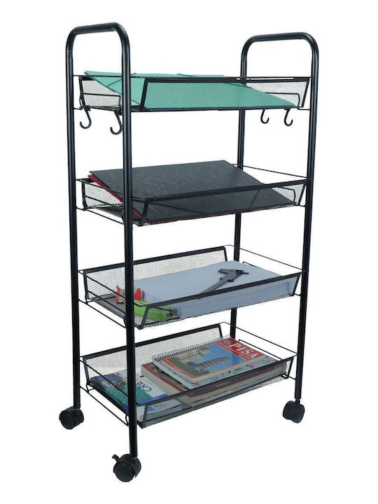 Uncle George Kitchen Trolley Metallic 4 Tiers Black 44x25x85cm