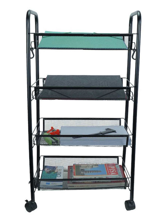 Uncle George Kitchen Trolley Metallic 4 Tiers Black 44x25x85cm