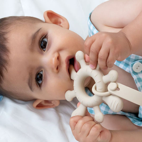 Kiokids Μασητικός Κρίκος Οδοντοφυΐας από Σιλικόνη για 3 m+ Εκρού