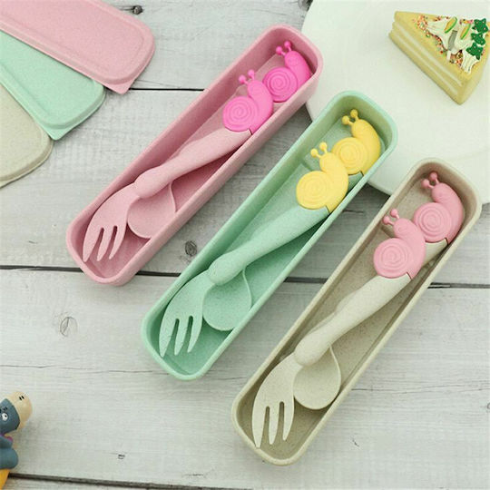 Zmart Imports Baby Cutlery Set made of Plastic in Case Beige