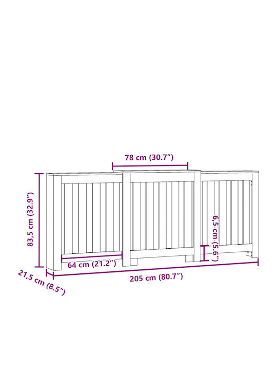 vidaXL Husă Pentru Radiator Din PAL Maro 205x21.5x83.5cm
