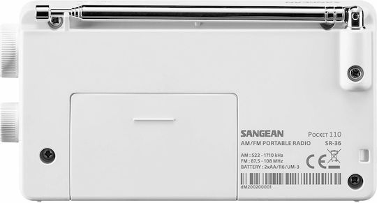 Sangean SR-36 Mini Radio Battery White
