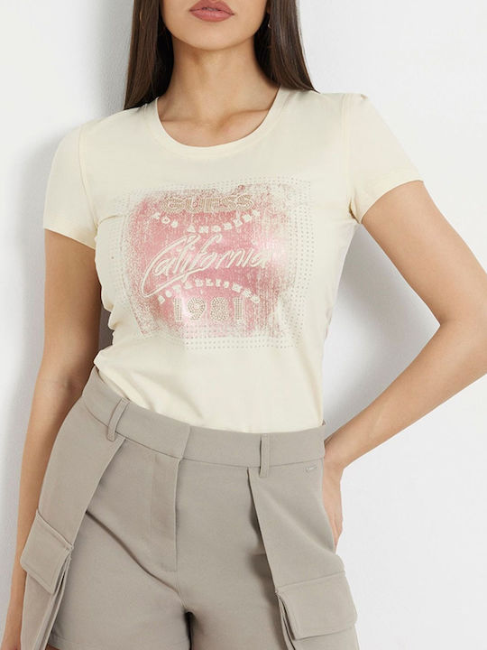 Guess Damen T-shirt Cream