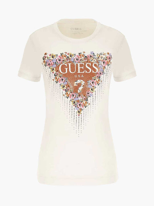 Guess Damen Bluse Baumwolle mit Trägern & V-Ausschnitt Geprüft Beige