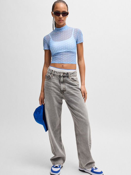 Hugo Boss pentru Femei Crop Top Albastru deschis