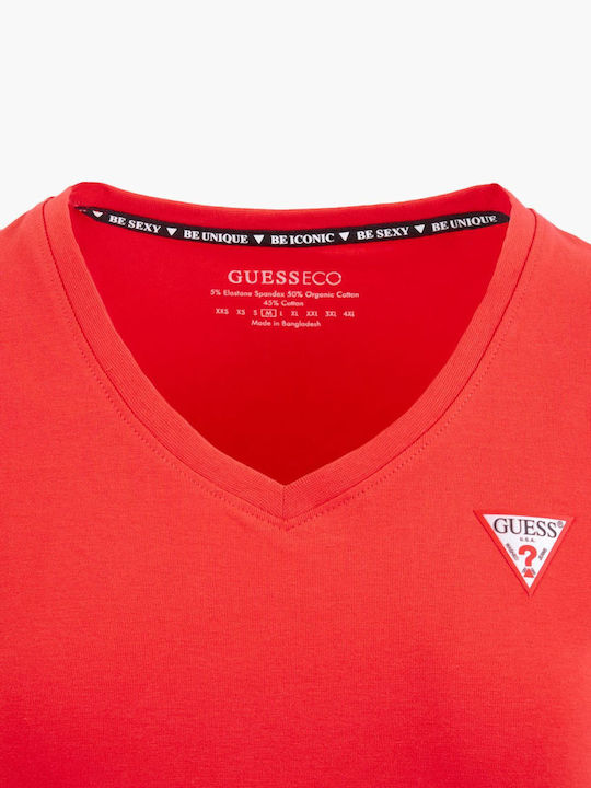 Guess Damen Bluse Baumwolle mit Trägern & V-Ausschnitt Geprüft Rot