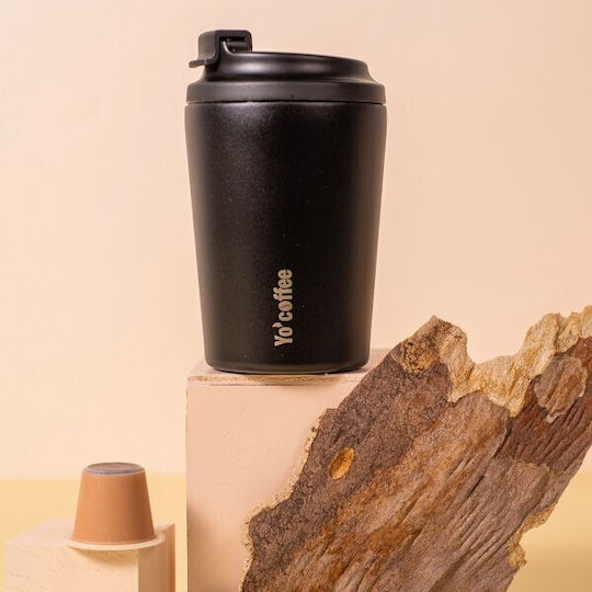 Yoko Glass Thermos 350ml Black Yoko