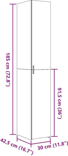 Βιβλιοθήκη Λευκό 30x42.5x185εκ.
