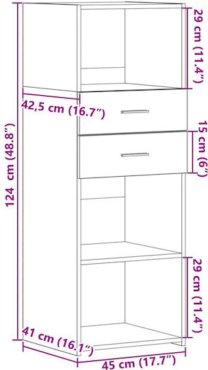 Brown Bookcase 45x42.5x124cm