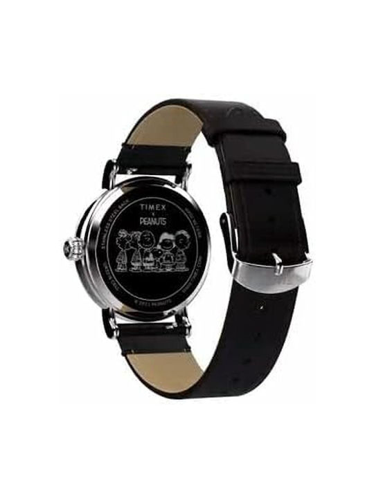 Timex Snoopy Dream In Color Watch with Black Leather Strap