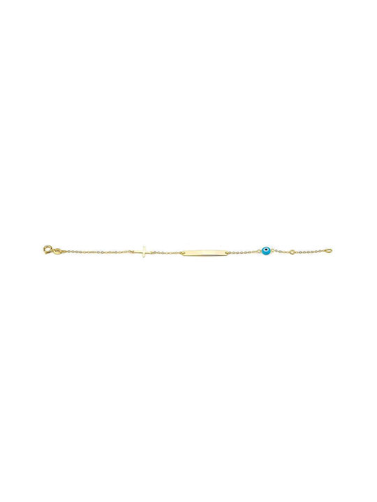 Goldsmith Kids Bracelet ID from Gold 9K with Σταυρό