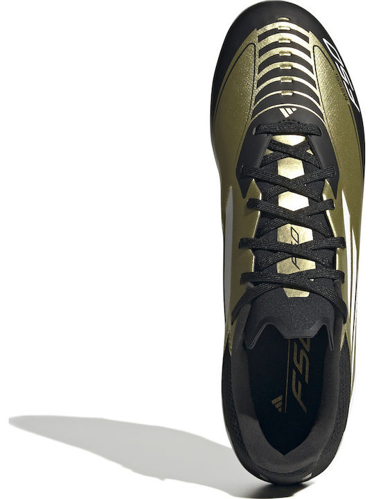 adidas F50 League Messi Football Shoes with Cleats Gold Metallic / Cloud White / Core Black