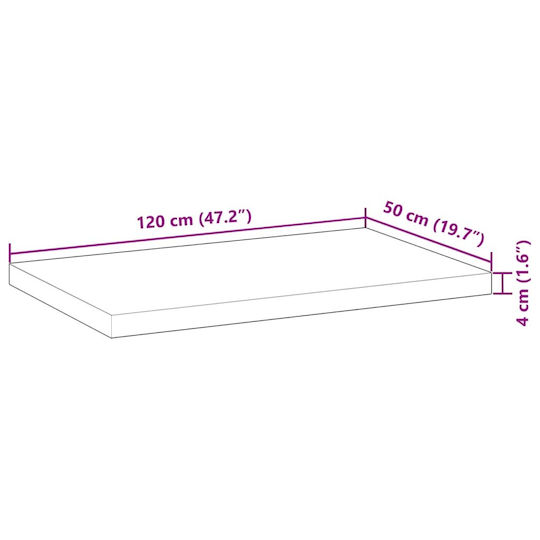vidaXL Countertop without Sink L120xW50xH4cm Coffee